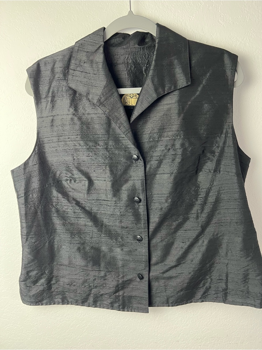 Daylili Black Silk Collar Vest Formal Evening Party